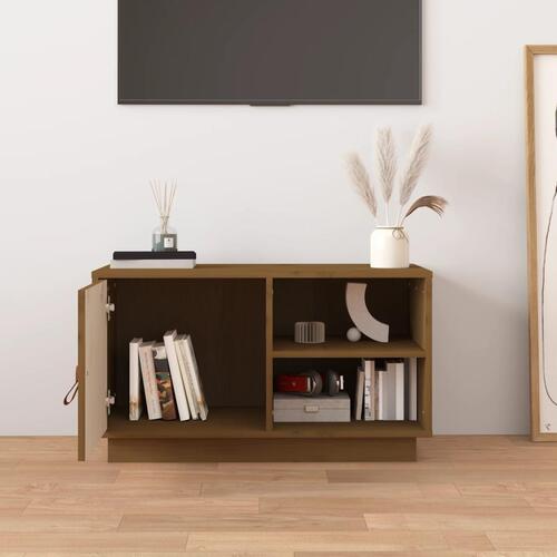Tv-bord 70x34x40 cm massivt fyrretræ gyldenbrun