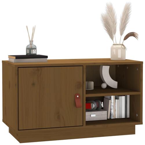 Tv-bord 70x34x40 cm massivt fyrretræ gyldenbrun