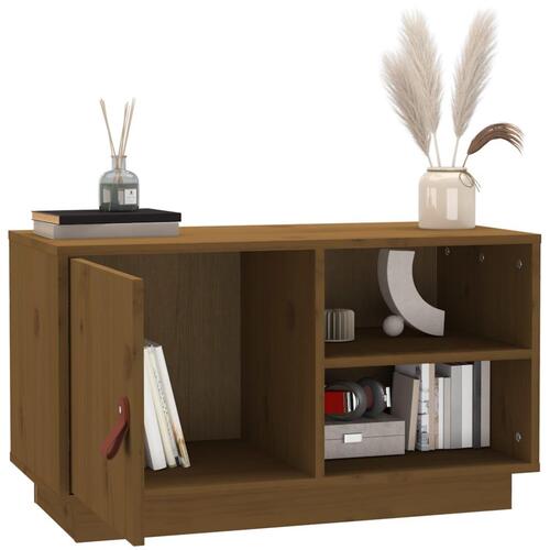Tv-bord 70x34x40 cm massivt fyrretræ gyldenbrun