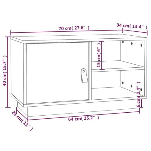 Tv-bord 70x34x40 cm massivt fyrretræ gyldenbrun