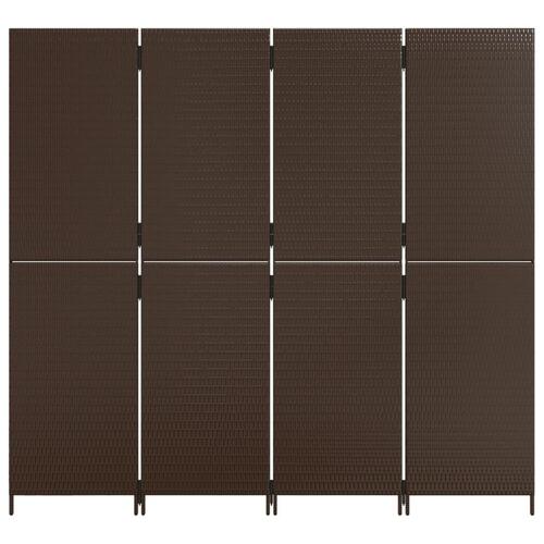 Rumdeler 4 paneler polyrattan brun