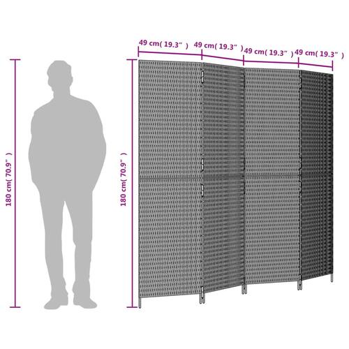 Rumdeler 4 paneler polyrattan brun