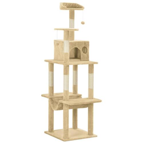 Kattetræ med sisalkradsestolper 165 cm beige