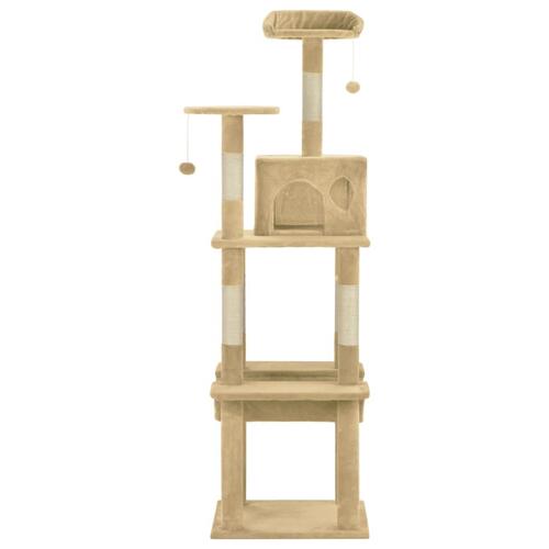 Kattetræ med sisalkradsestolper 165 cm beige
