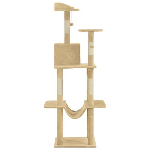 Kattetræ med sisalkradsestolper 165 cm beige