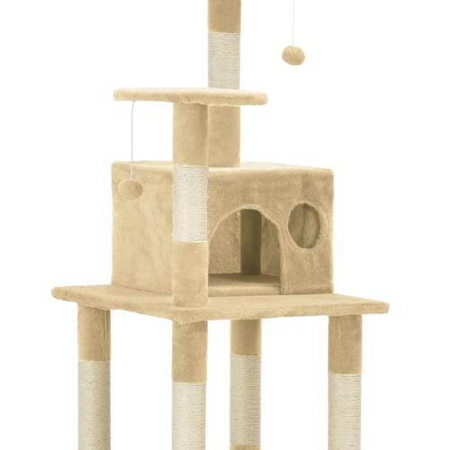 Kattetræ med sisalkradsestolper 165 cm beige