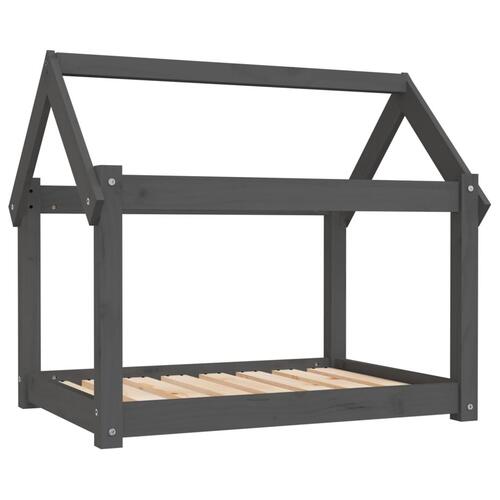 Hundeseng 81x60x70 cm massivt fyrretræ grå