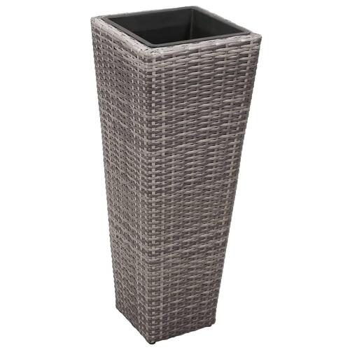 Forhøjede plantekrukker 3 stk. polyrattan grå