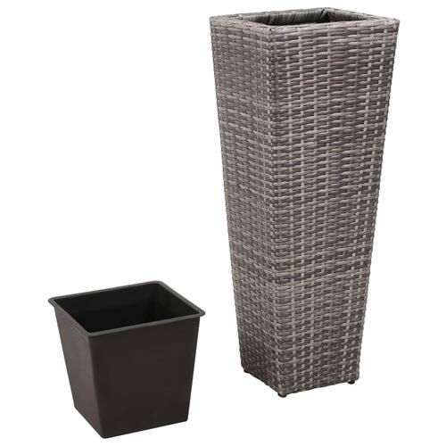 Forhøjede plantekrukker 3 stk. polyrattan grå