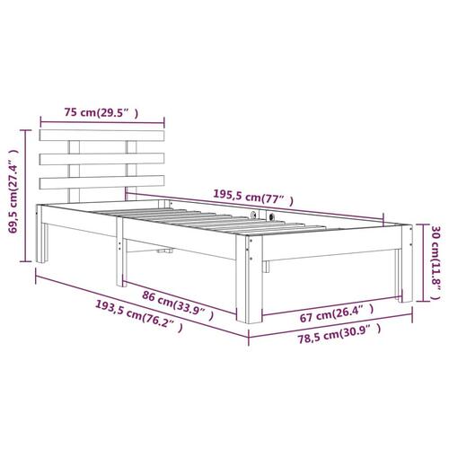 Sengeramme 75x190 cm Small Single massivt træ hvid