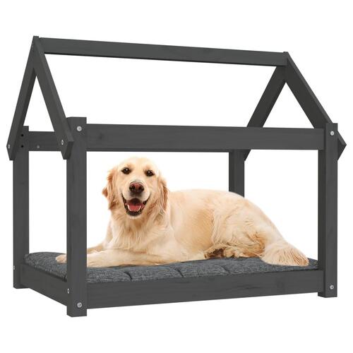 Hundeseng 81x60x70 cm massivt fyrretræ grå
