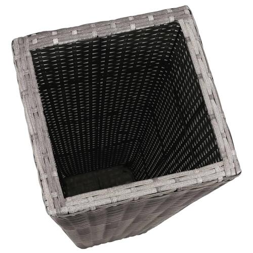 Forhøjede plantekrukker 3 stk. polyrattan grå