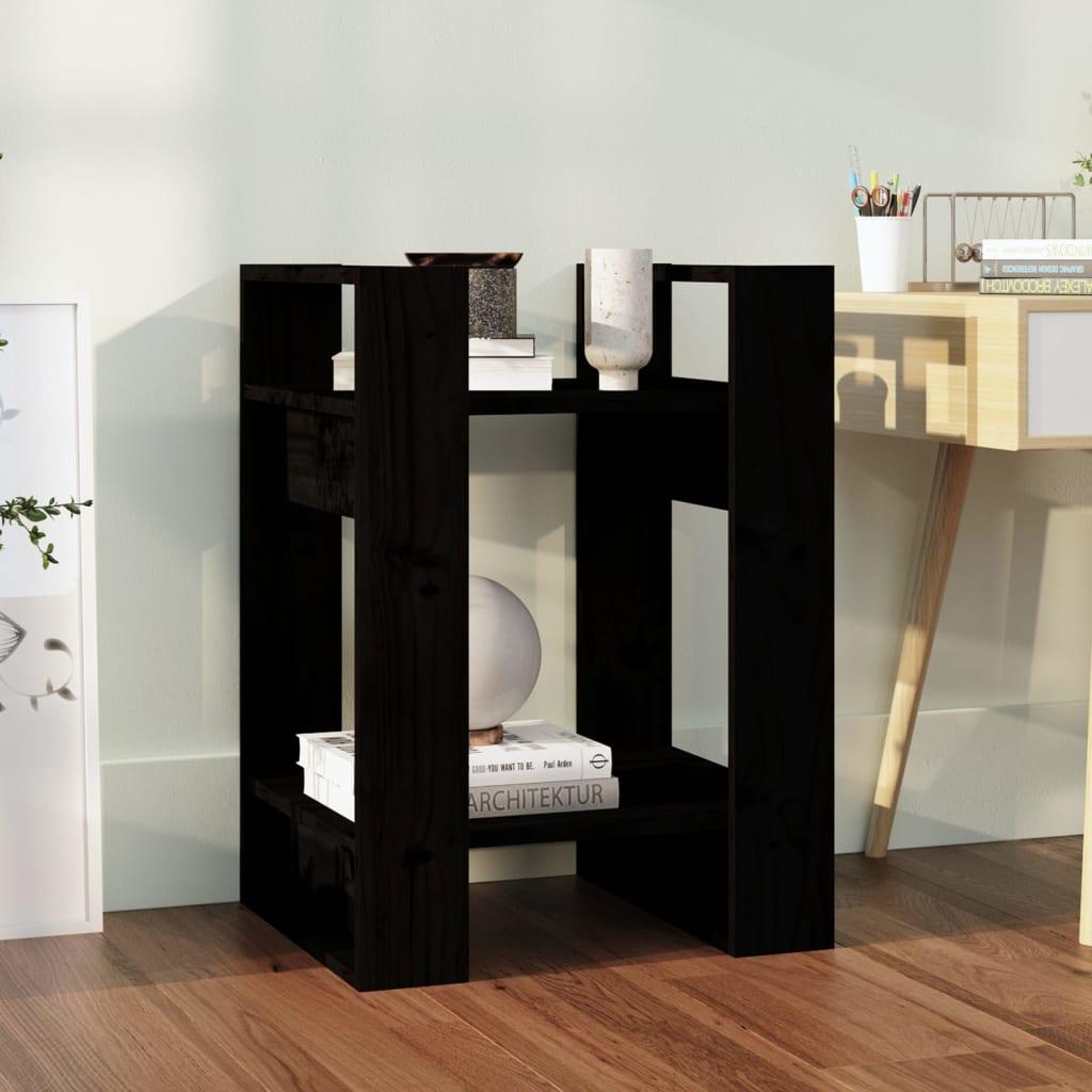 Bogreol/rumdeler 41x35x57 cm massivt fyrretræ sort