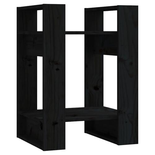 Bogreol/rumdeler 41x35x57 cm massivt fyrretræ sort