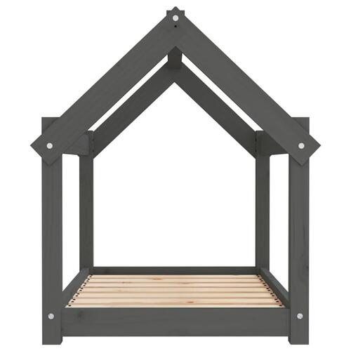 Hundeseng 81x60x70 cm massivt fyrretræ grå