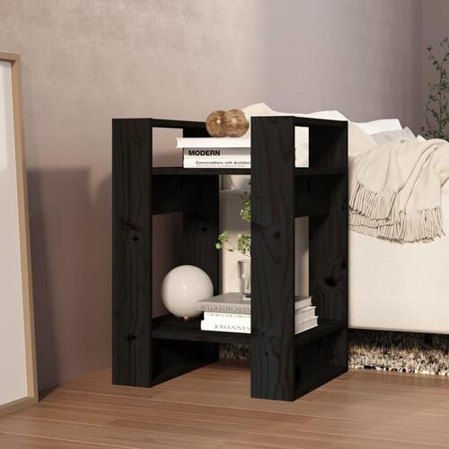Bogreol/rumdeler 41x35x57 cm massivt fyrretræ sort