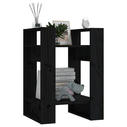 Bogreol/rumdeler 41x35x57 cm massivt fyrretræ sort