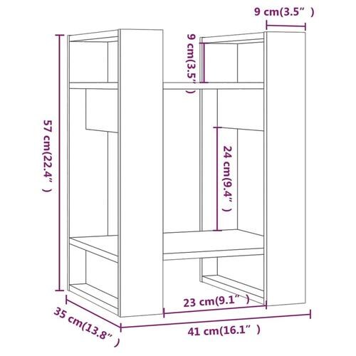 Bogreol/rumdeler 41x35x57 cm massivt fyrretræ sort