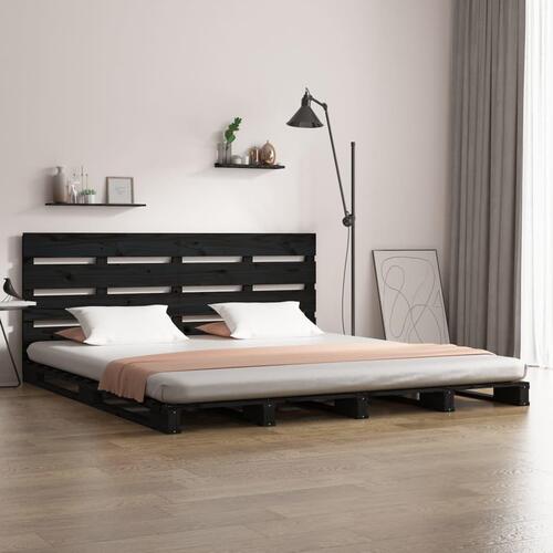 Sengeramme 135x190 cm dobbelt massivt fyrretræ sort