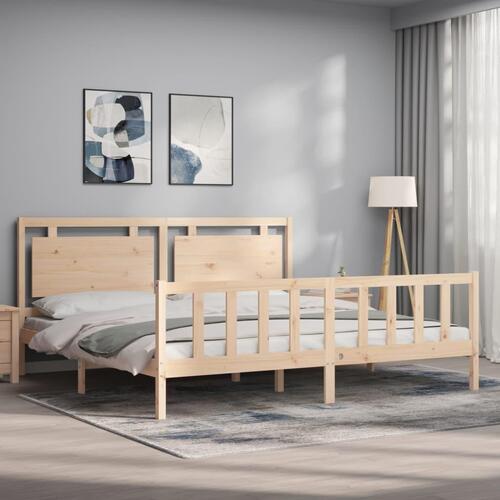 Sengeramme uden madras 200x200 cm massivt fyrretræ