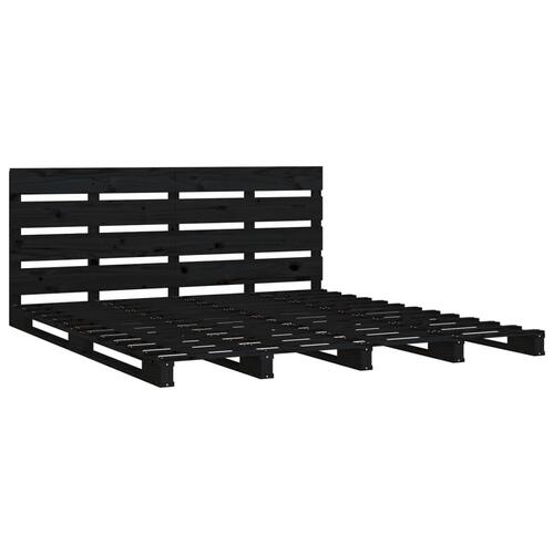 Sengeramme 135x190 cm dobbelt massivt fyrretræ sort