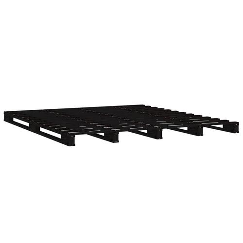 Sengeramme 135x190 cm dobbelt massivt fyrretræ sort