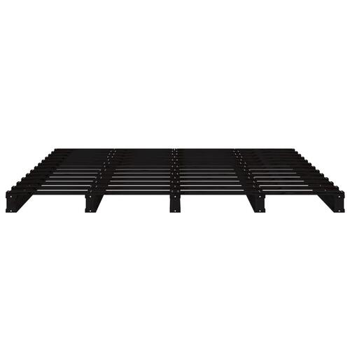 Sengeramme 135x190 cm dobbelt massivt fyrretræ sort