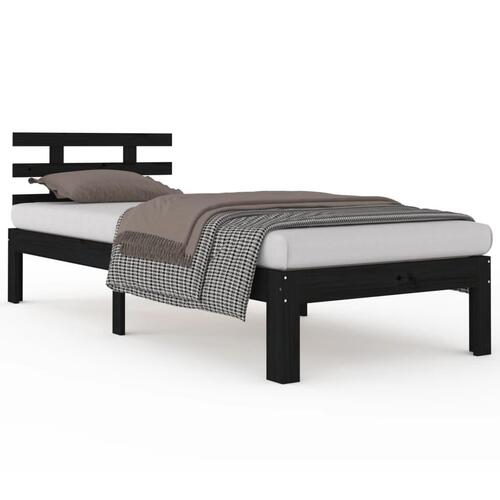 Sengeramme 90x190 cm Single massivt træ sort