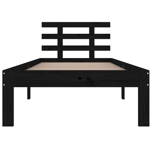 Sengeramme 90x190 cm Single massivt træ sort