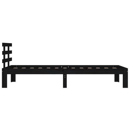 Sengeramme 90x190 cm Single massivt træ sort