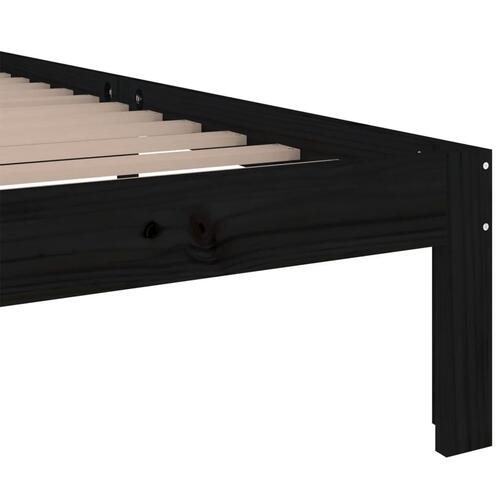 Sengeramme 90x190 cm Single massivt træ sort