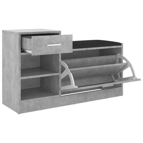 Skobænk 94,5x31x57 cm konstrueret træ betongrå