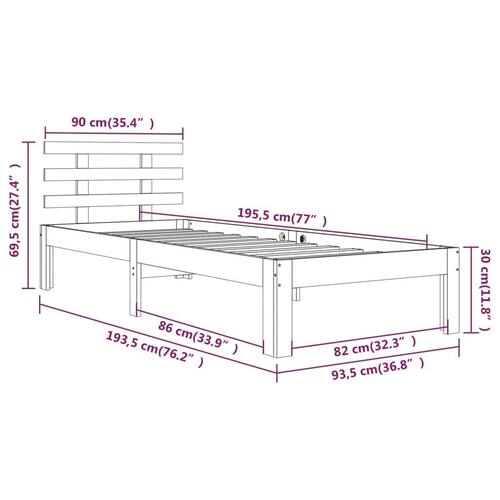 Sengeramme 90x190 cm Single massivt træ sort