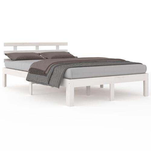 Sengeramme 135x190 cm dobbelt massivt fyrretræ hvid