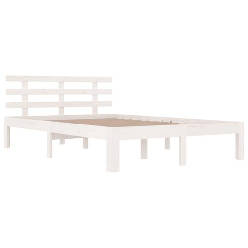 Sengeramme 135x190 cm dobbelt massivt fyrretræ hvid