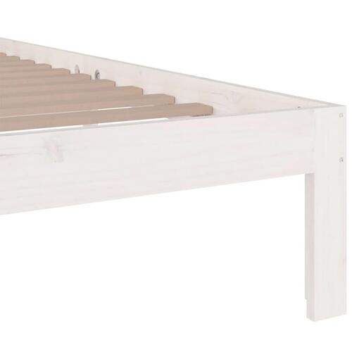Sengeramme 135x190 cm dobbelt massivt fyrretræ hvid