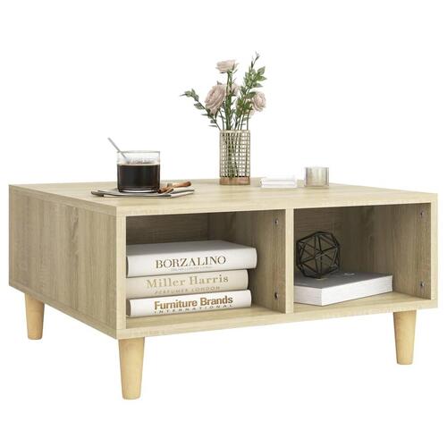 Sofabord 60x60x30 cm konstrueret træ sonoma-eg