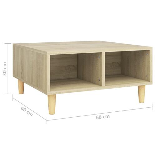 Sofabord 60x60x30 cm konstrueret træ sonoma-eg