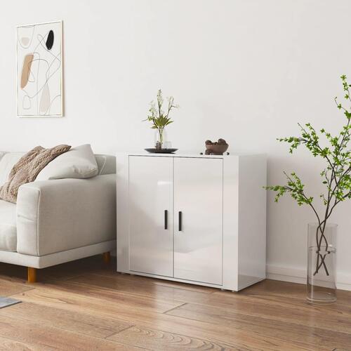 Skænk 80x33x70 cm konstrueret træ hvid højglans