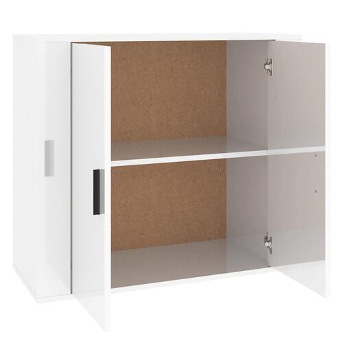 Skænk 80x33x70 cm konstrueret træ hvid højglans