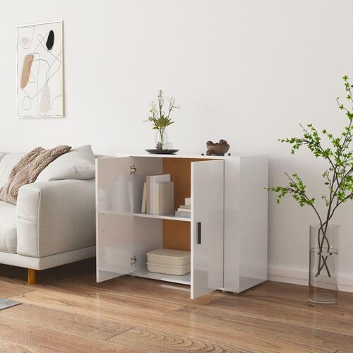 Skænk 80x33x70 cm konstrueret træ hvid højglans