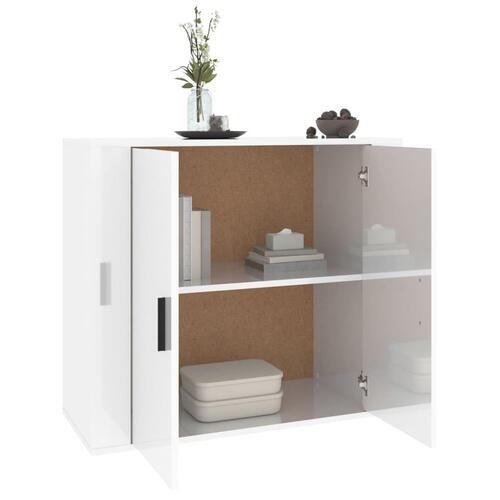 Skænk 80x33x70 cm konstrueret træ hvid højglans