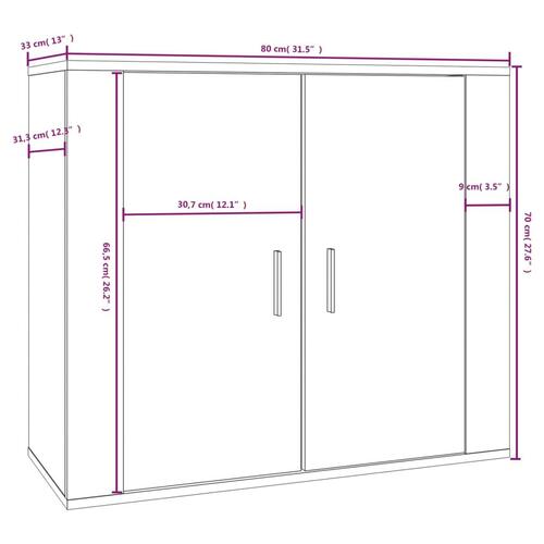 Skænk 80x33x70 cm konstrueret træ hvid