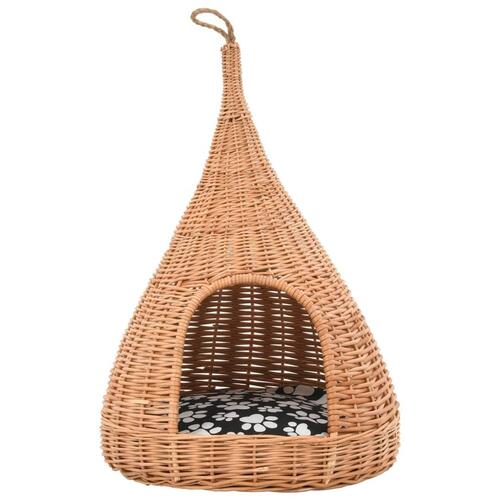 Kattehus med hynde 40 x 60 cm tipifacon naturligt piletræ