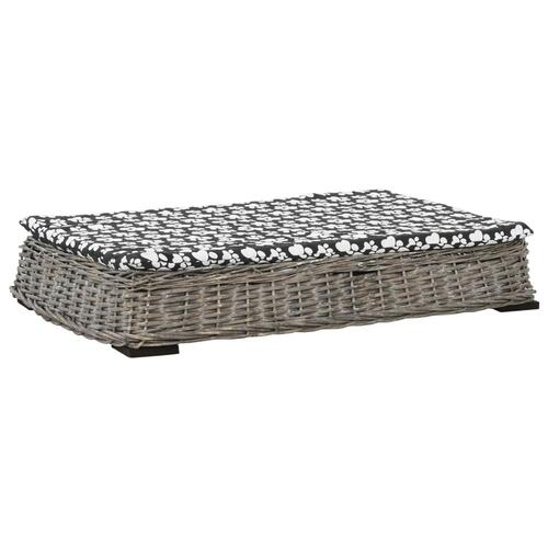 Hundeseng med hynde 95 x 65 x 15 cm grå naturpil fladt design