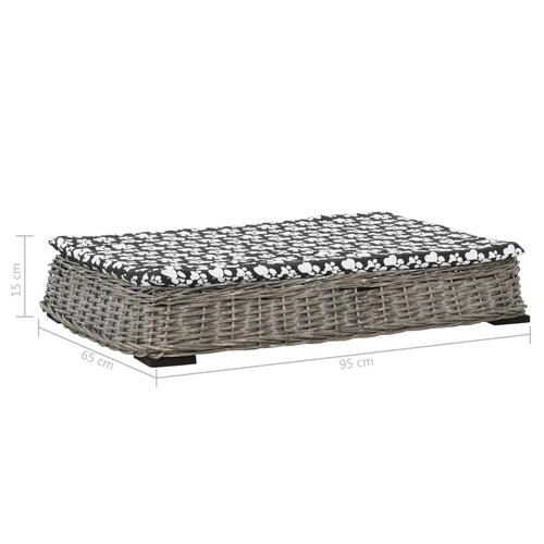 Hundeseng med hynde 95 x 65 x 15 cm grå naturpil fladt design