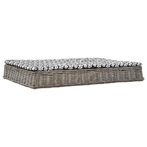 Hundeseng med hynde 125 x 80 x 15 cm naturpil fladt design grå