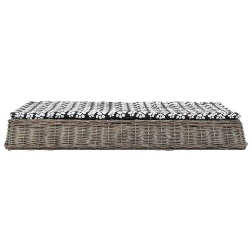 Hundeseng med hynde 125 x 80 x 15 cm naturpil fladt design grå