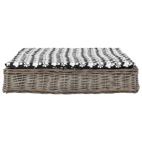 Hundeseng med hynde 125 x 80 x 15 cm naturpil fladt design grå