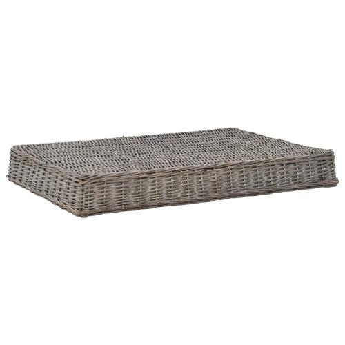 Hundeseng med hynde 125 x 80 x 15 cm naturpil fladt design grå